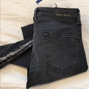 Zara Black Snakeskin Jeans